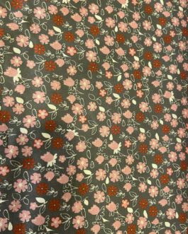 Baumwolle Blumen rosé auf grau
